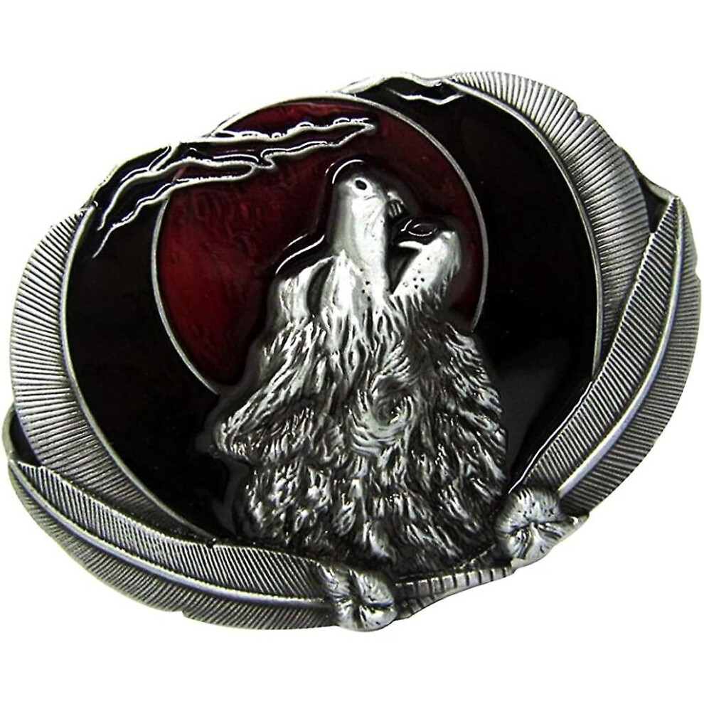 Western Cowboy Buckle With Wolf Head 3d Pattern-39mm Belt