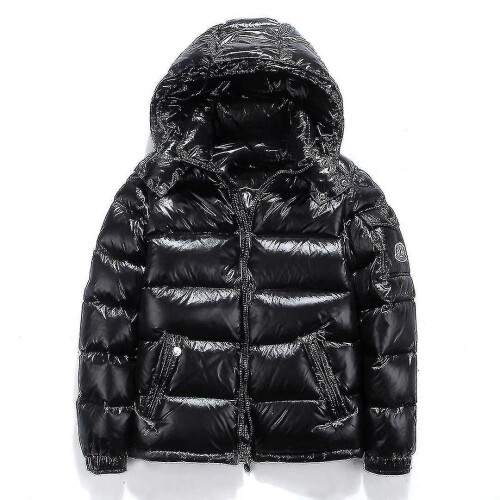 (black, S) Shiny Down Jacket Winter Jacket Stand Collar Down Jacket With Hood 1
