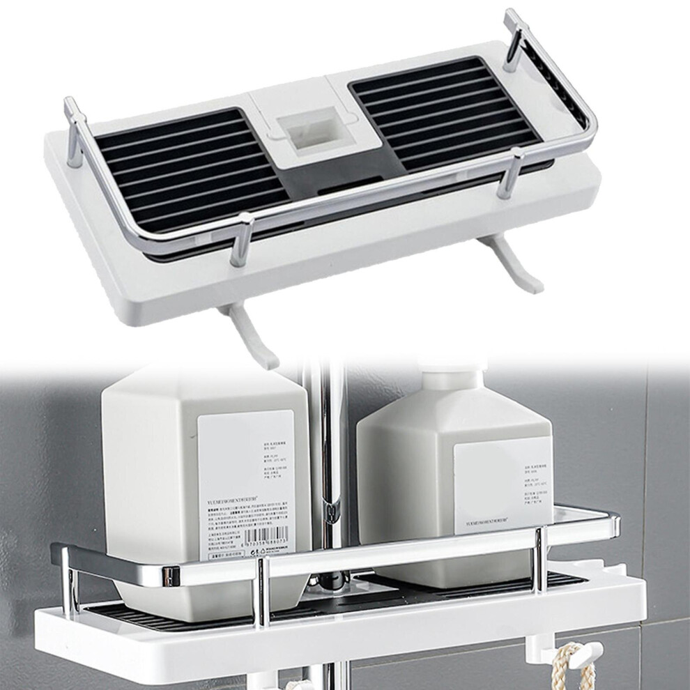 Shower Caddy Shelf, No Drill Shower Storage Organiser, Corner Riser Rail Soap Dish Holder