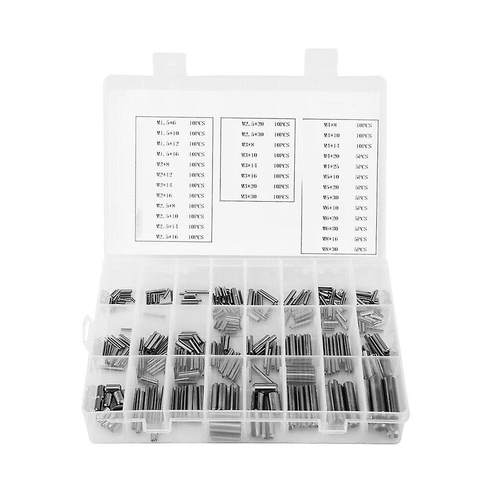 280Pcs Stainless Steel Slotted Spring Pin Assortment Kit, Split Spring Dowel Tension Roll Pins With 9468842143612