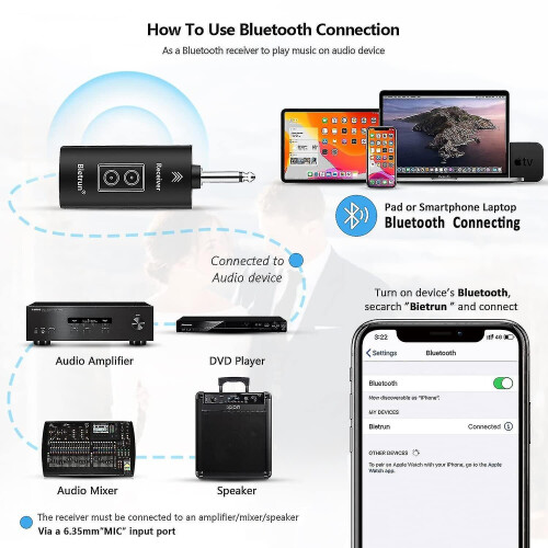 Wireless Microphone With Echo, Treble, Bass And Bluetooth, 98ft Range, Portable Uhf Handheld Karaoke Dynamic Microphone System 2