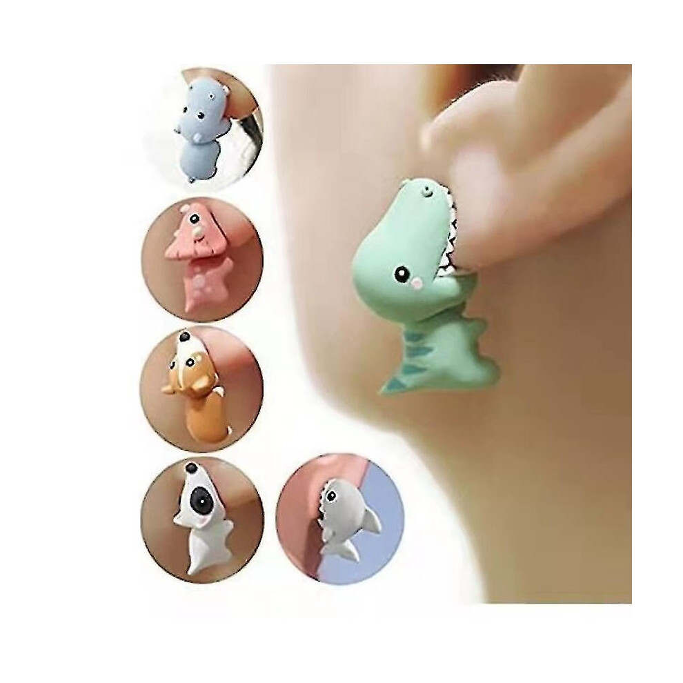 1 Pair Cute Animal Bite Earring 3d Clay Animal Ornament Earrings Dinosaur Earring#hgkj14