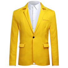 Yynuda Mens Business Casual Classic Notched Lapel Double Split Pure Color One Button Suit Jacket 11 Colors