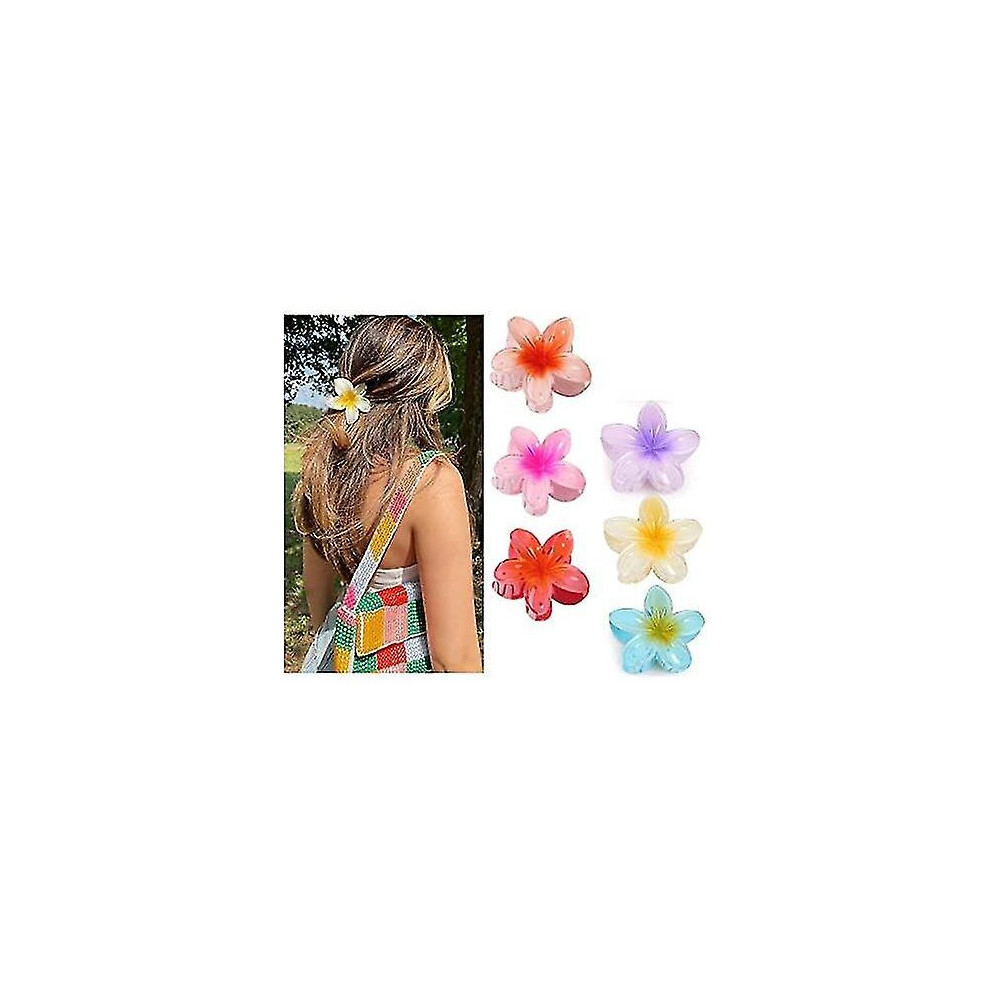 6pcs Flower Hair Clip, Hawaiian Big Hair Claw Clips, Matte No Slip Cute Clips, Wedding Bridesmaid Flower Catch