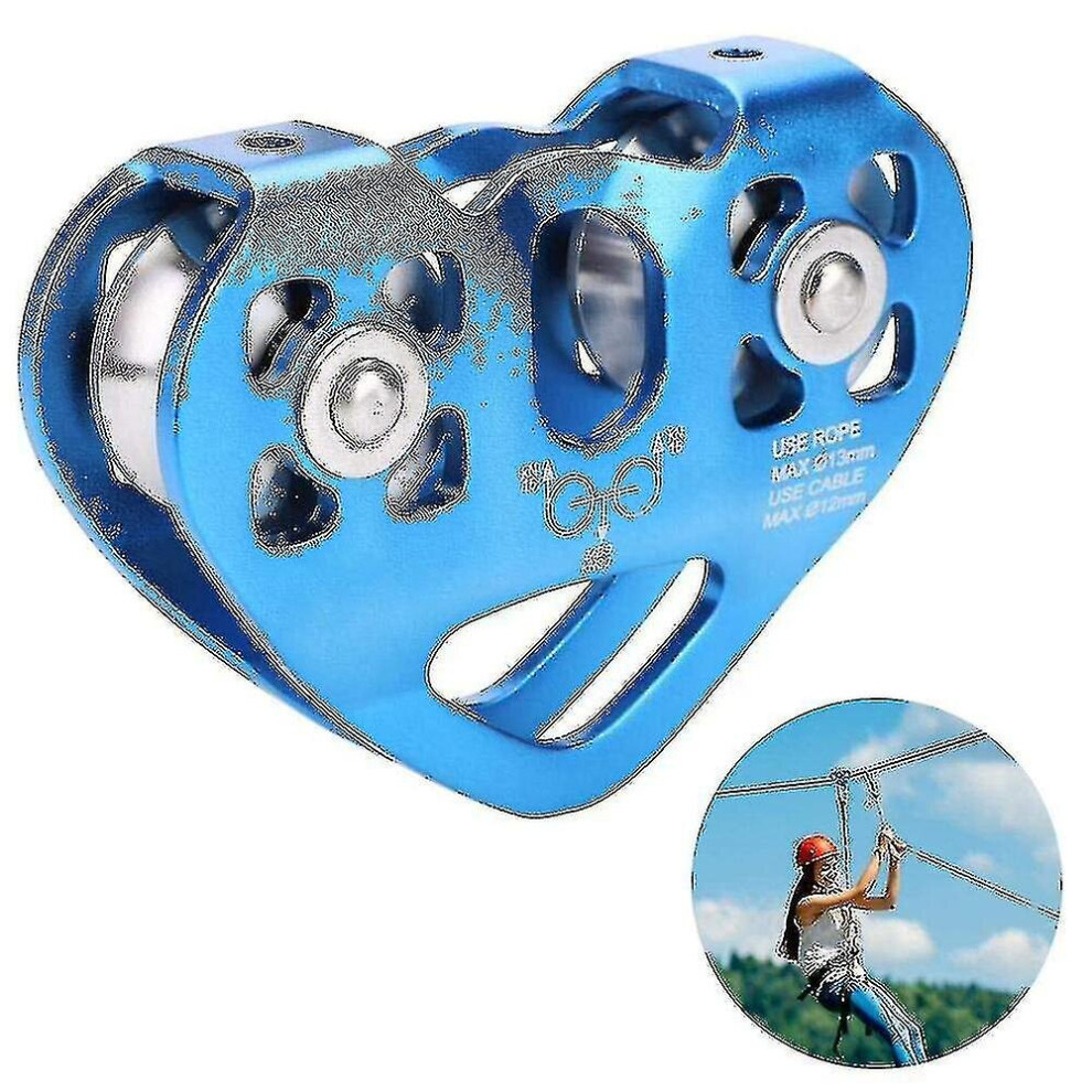 Pulley Tandem Speed Dual Trolley Rescue Climbing Dual Pulley With Ball Bearing Rock/ Single Pulley Aluminum Fixed Eye Climbing Pulley- Red
