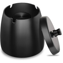 Black Ceramic Ashtray With Lids Windproof Cigarette Ashtray (ruipei)