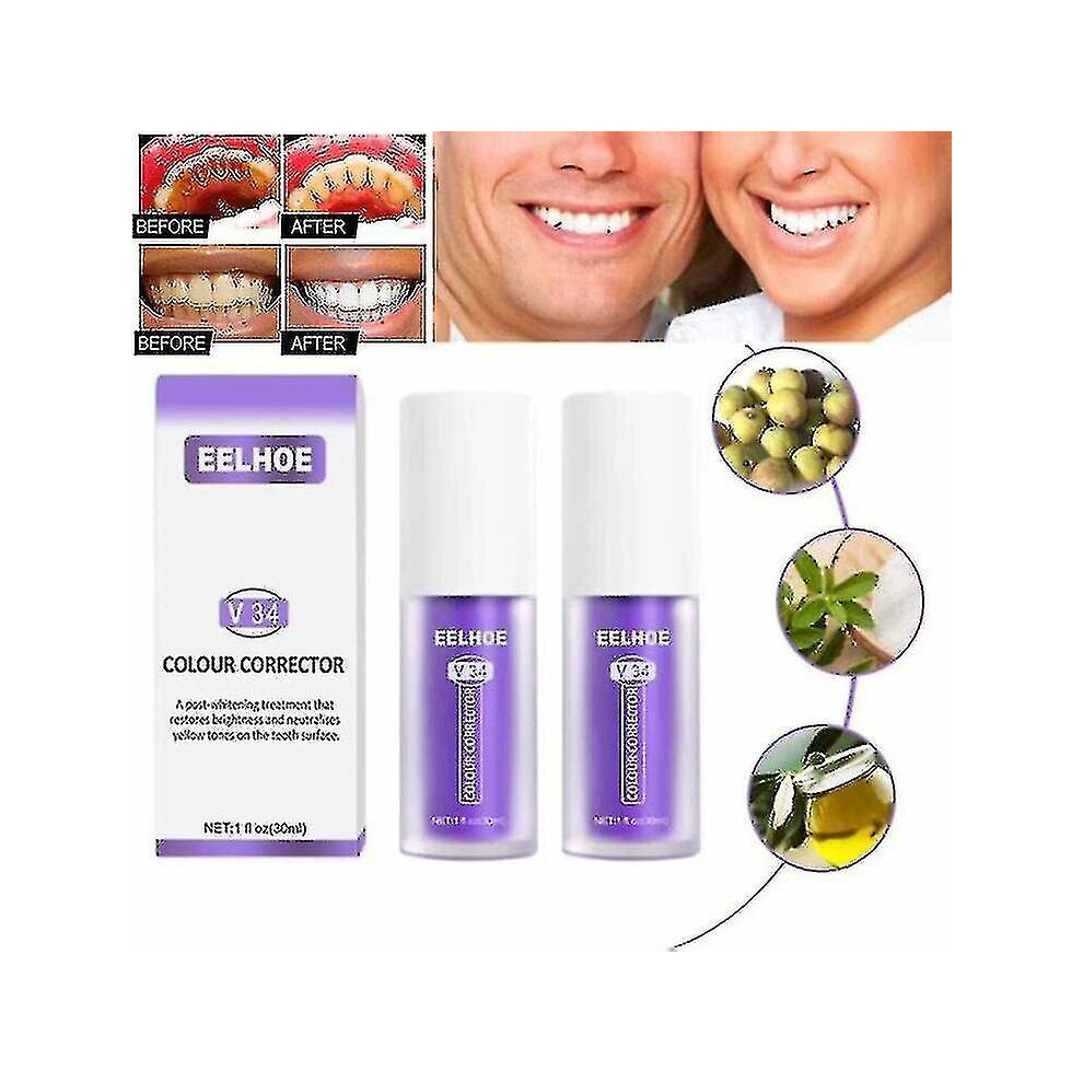 2pcs V34 Whitening Toothpaste Reduce Yellowing ,used For Teeth Cleaning, And Enamel Care