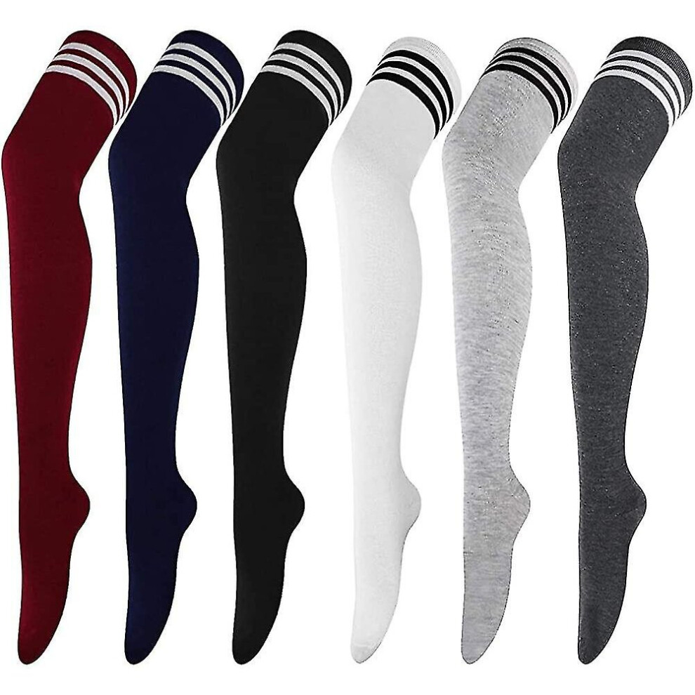 6 Pairs High Thigh Socks Striped Over Knee Thin Tights Long Stocking Knee High Not,Specified