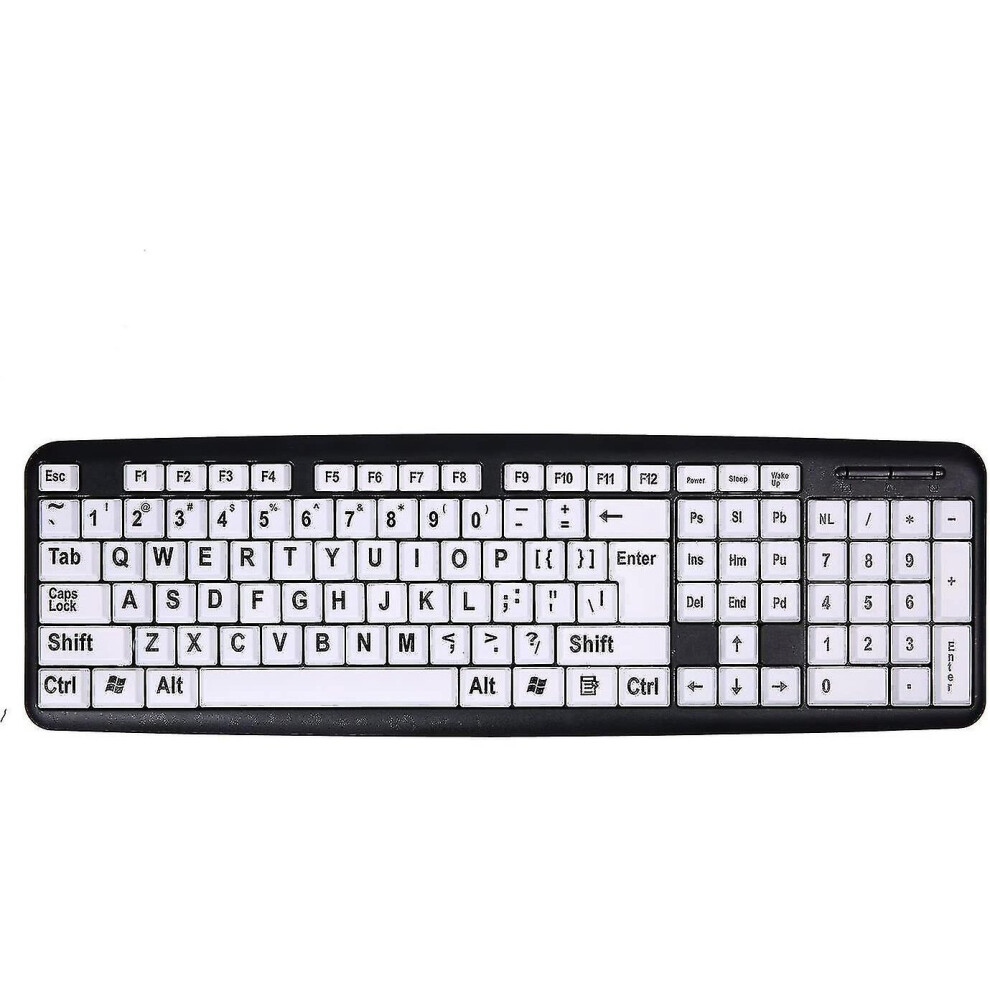 Large Print Keyboard Wired Large Letter Key Keyboard Usb Keyboards For Visually Impaired White/Black
