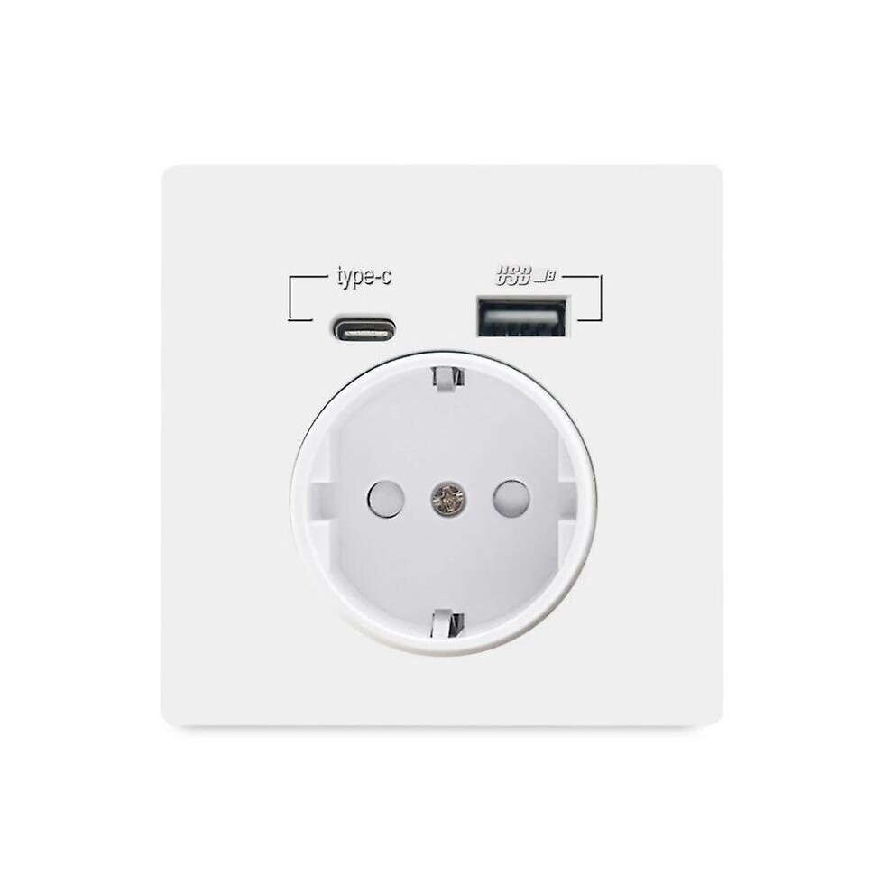 Eu Standard 16a Wall Charger Adapter Socket Usb Type A Type C Charging Power Adapter Socket Schuko Plug Socket