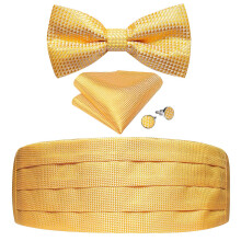(YF-3005) Men's Cummerbunds Silk Paisley Red Tuxedo Cummerbunds Bow Tie Pocket Square Brooch Set Men Wedding Party Waistband