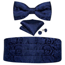 (YF-3012) Men's Cummerbunds Silk Paisley Red Tuxedo Cummerbunds Bow Tie Pocket Square Brooch Set Men Wedding Party Waistband