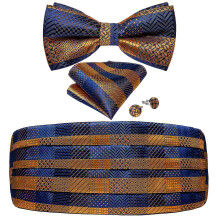 (YF-3003) Men's Cummerbunds Silk Paisley Red Tuxedo Cummerbunds Bow Tie Pocket Square Brooch Set Men Wedding Party Waistband