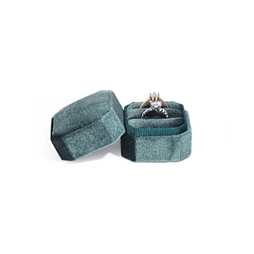 Velvet Ring Box Octagon Double Ring Box With Detachable Lid,vintage Double Ring Holder For Proposal,engagement,wedding