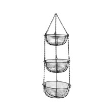 3-tier Hanging Basket Fruit Organizer Kitchen Heavy Duty Wire Organizer With Wire Metal Ceiling Hoo