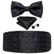 (YF-3010) Men's Cummerbunds Silk Paisley Red Tuxedo Cummerbunds Bow Tie Pocket Square Brooch Set Men Wedding Party Waistband