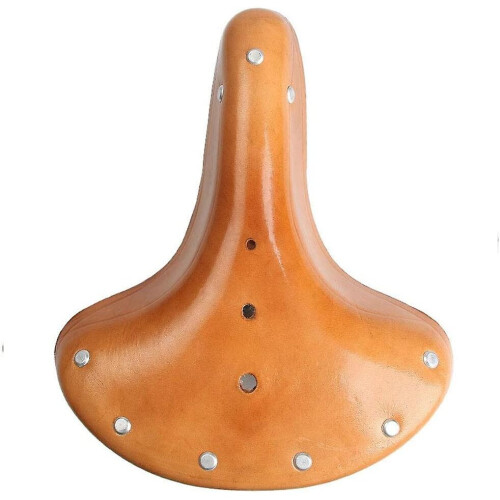 Genuine Leather Spring Bike Saddle, Retro Replacement Leather Bicycle Saddle Cushion 1