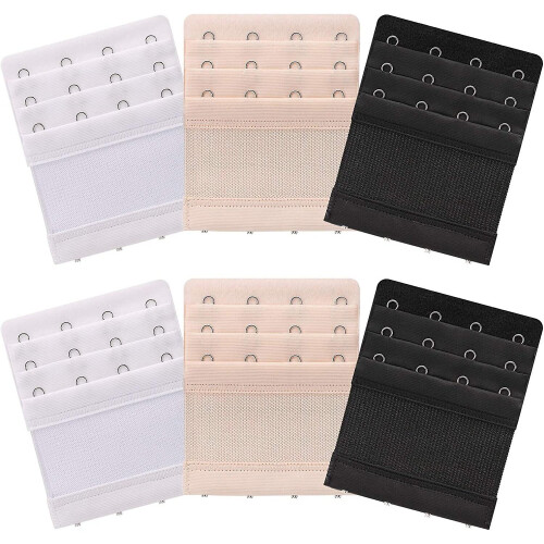 6 Pieces Women's Soft Comfortable Extenders Bra Strap 4 Hook 3 Row