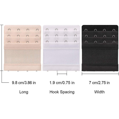 6 Pieces Women's Soft Comfortable Extenders Bra Strap 4 Hook 3 Row 2