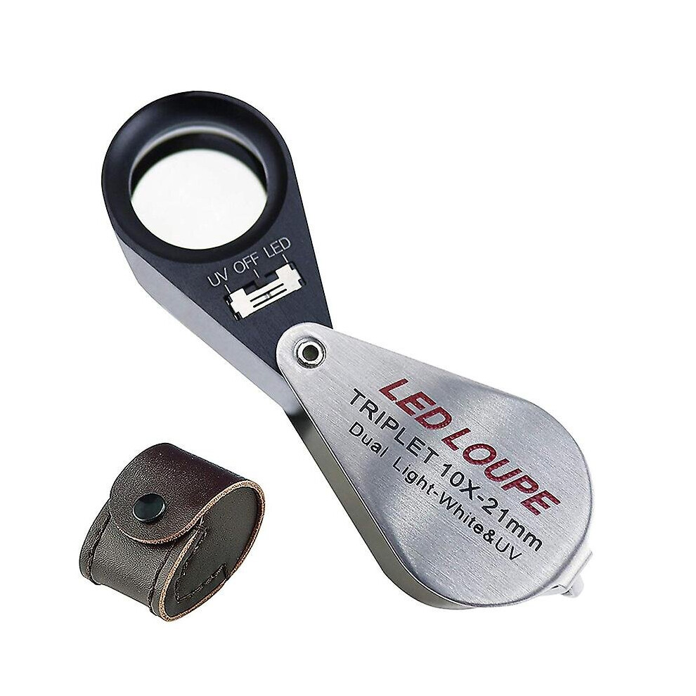 Light 10X Magnification Jeweler Loupe Triplet Lens Magnifier With 6 Led Uv 21Mm For Gems, Jewelry