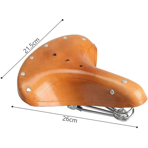 Genuine Leather Spring Bike Saddle, Retro Replacement Leather Bicycle Saddle Cushion 2