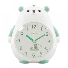 Saytay Alarm Clocks For Bedrooms, Cartoon Alarm Clock Bear Alarm Clock Night Light, Student Children's Home Decoration Desktop Clock(white Green)