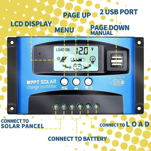 Mppt 40a 12v/24v Auto Focus Tracking Solar Panel Charge Controller Regulator With Dual Usb Port,lcd Display, New Mppt Technical 2