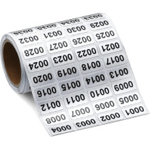 Waterproof Numbered Label Sticker Stock Sticker 0.39 X 0.78 In (0001 To 2000)