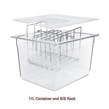 Stainless Steel Sous Vide Rack And 11l Sous Vide Cooker Containers Sets Detachable Dividers Separator For Immersion Circulators(,rack N 11l Container)