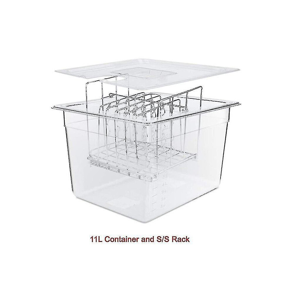 Stainless Steel Sous Vide Rack And 11l Sous Vide Cooker Containers Sets Detachable Dividers Separator For Immersion Circulators(,rack N 11l Container)