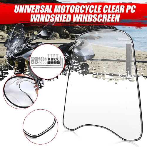 Refurbished 2mm Thick Universal Motorcycle Windshield Windscreen Clear Deflector Wind Shield Clear 1