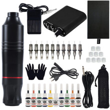 Professional Tattoo Kit Rotatable Tattoo Machine Pen With Power Supply Foot Pedal Cartridges Needles