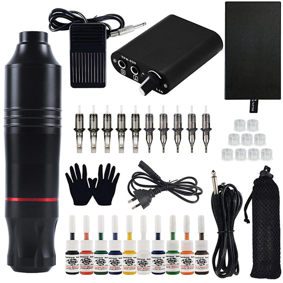 Professional Tattoo Kit Rotatable Tattoo Machine Pen With Power Supply Foot Pedal Cartridges Needles