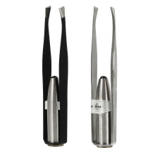 2pcs Stainless Steel Eyebrow Pliers Eyebrow Tweezer With Light (silver Black)