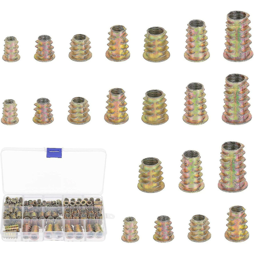 230pcs Zinc Alloy Screw Nuts Hexagon Socket Threaded Inserts Nut Assortment Tool Kit For Wood Furniture, Crjjkoy