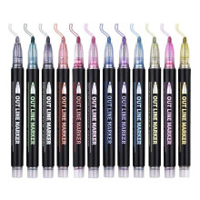 Double Line Outline Pens 12 Colors Outline Metallic Markers Glitter Outline Pens Writing Drawing Pe