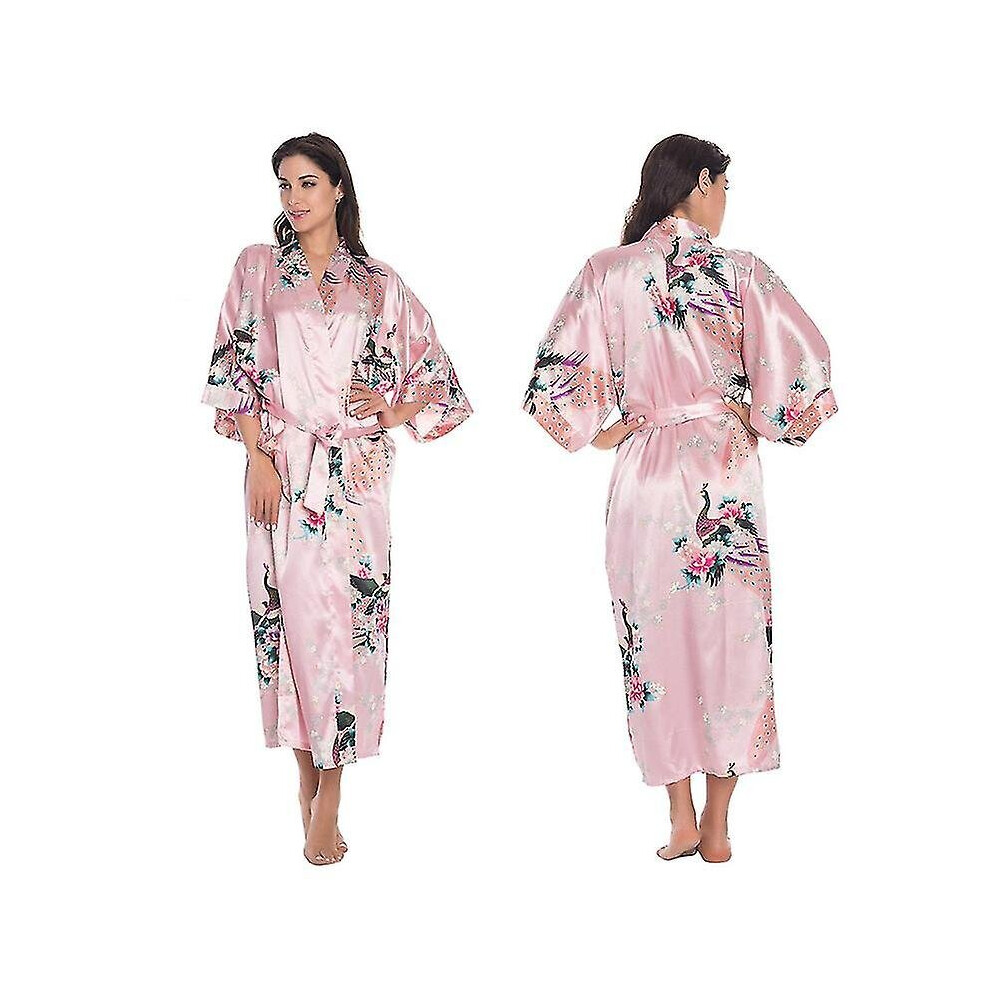 Women Luxury Soft Silk Satin Kimono Robe Gown Long Bathrobe Nightwear Sleepwear