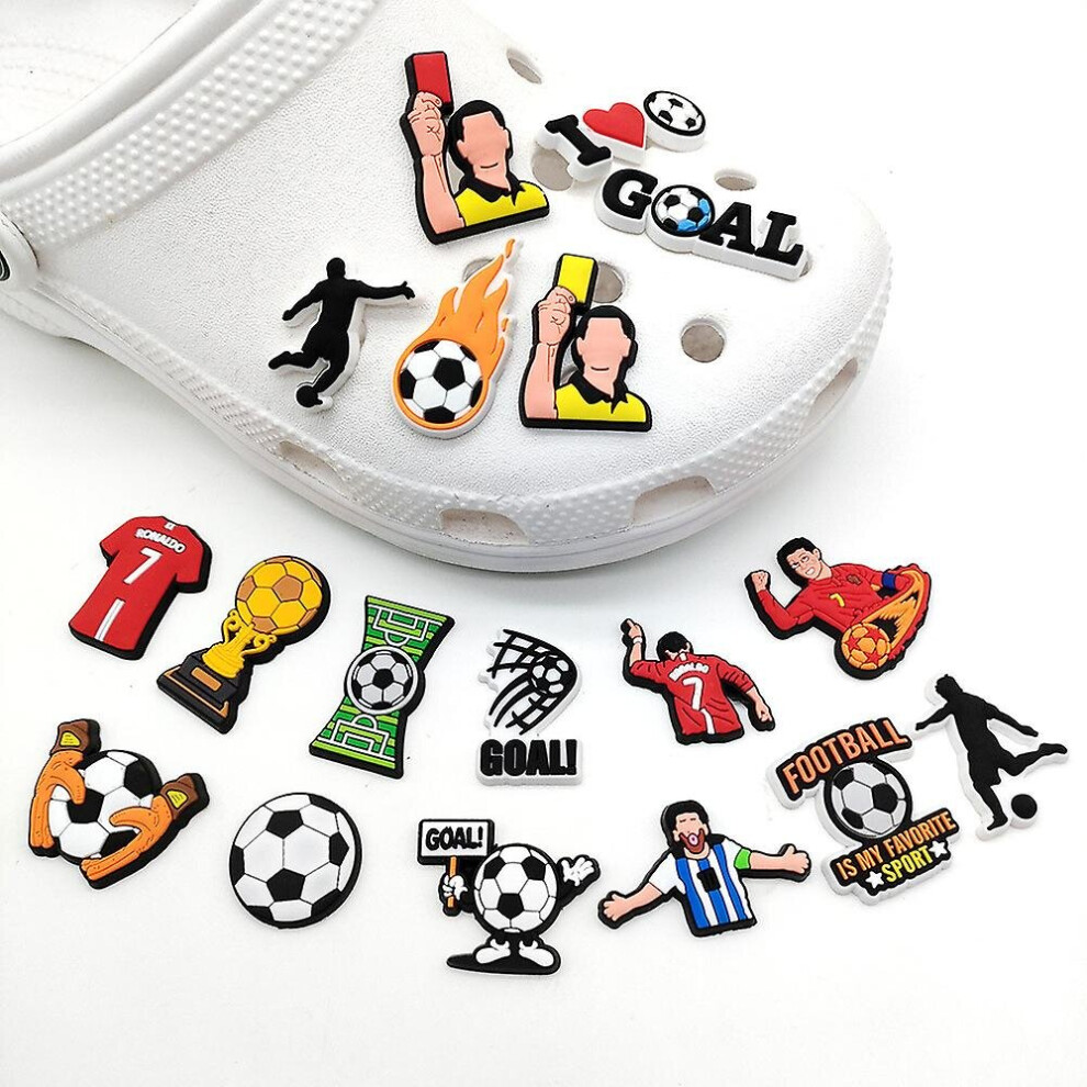 18 Pcs Football Soccer Shoe Charms, Croc Clog Shoes Decoration