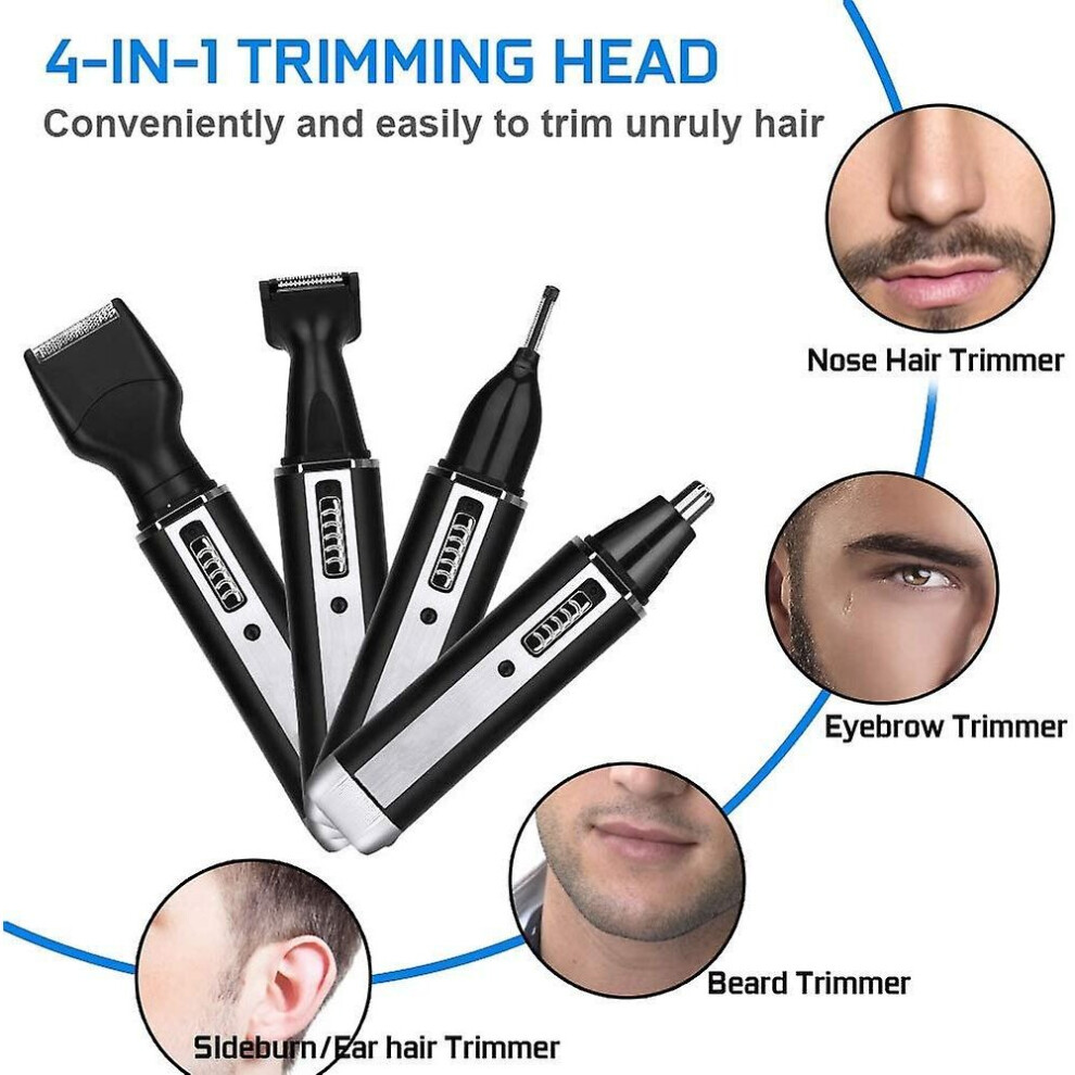 Black Nose Hair Trimmer For Men,4 In 1 Usb Rechargeable Ear And Nose Hair Trimmer For Men Professional Painless Nose Hair Remover,Nose Trimmer (Black)