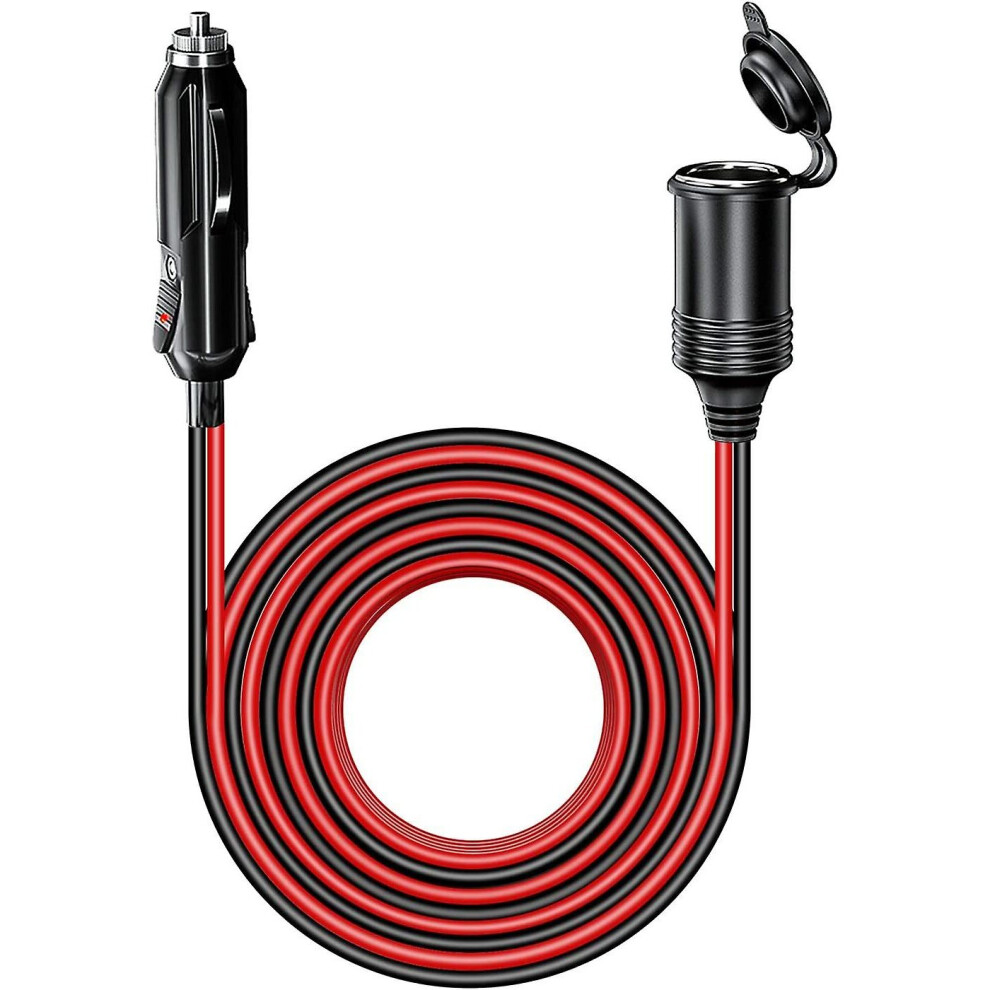 13ft Car Cigarette Lighter Extension Cord, Heavy Duty 12v 24v Cigarette Plug To Socket Extension Cable With 15a Fuse Dust-proof Cap