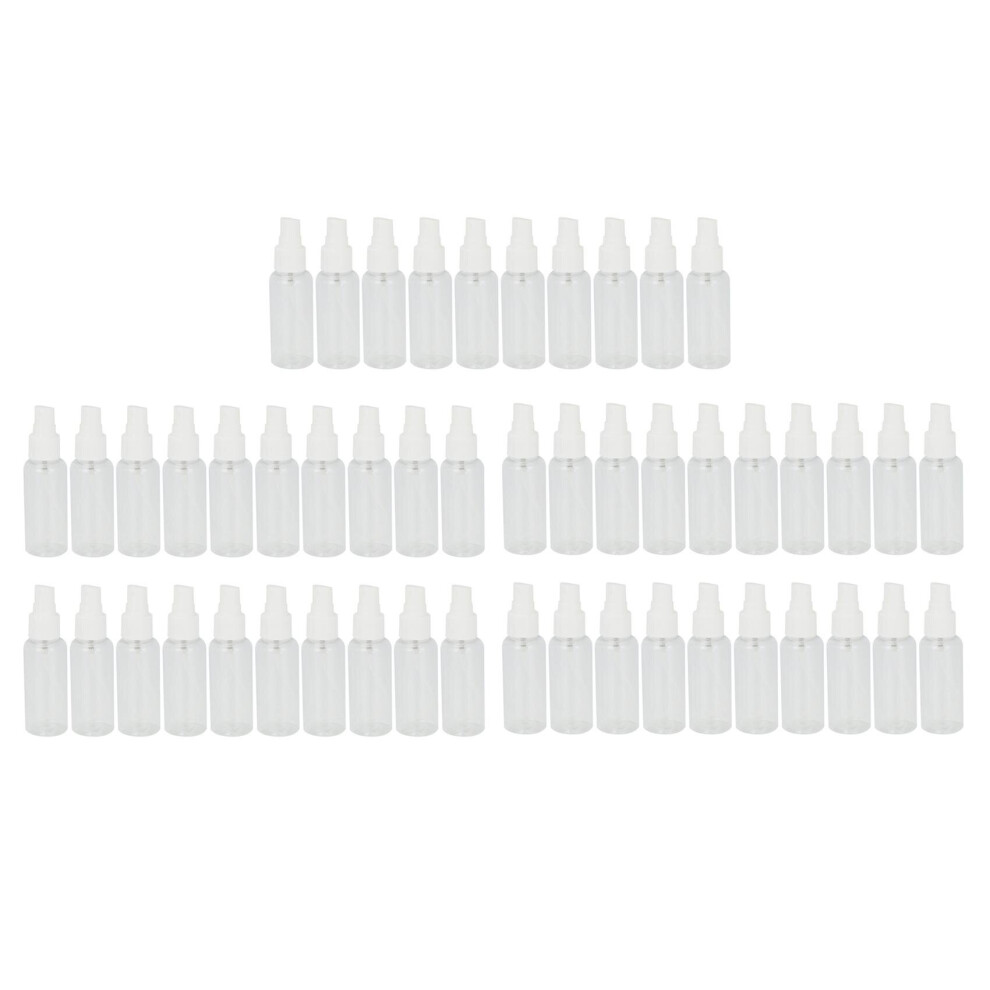 50 Pieces 50ml Spray Bottles Plastic Empty Refillable Atomiser Transparent