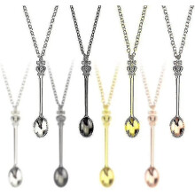 8 Pcs Mini Crown Spoon Necklace, Pocket-sized Snuff Spice Spoon Keychain Tiny Spoon, Teaspoon Pendant Necklace Snuff Spoon Necklace For Fancy Dress Pa