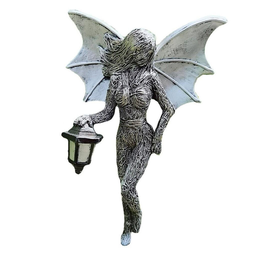 For Creative Fairy Elf Sculpture With Flashlight Lantern Garden Resin Art Orname