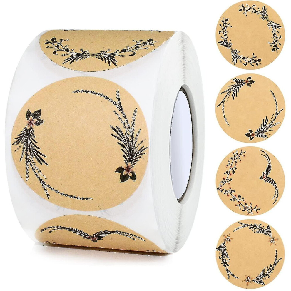 500 Pieces Kraft Paper Stickers, Self-adhesive Labels 5 Cm, Jam Jar Stickers