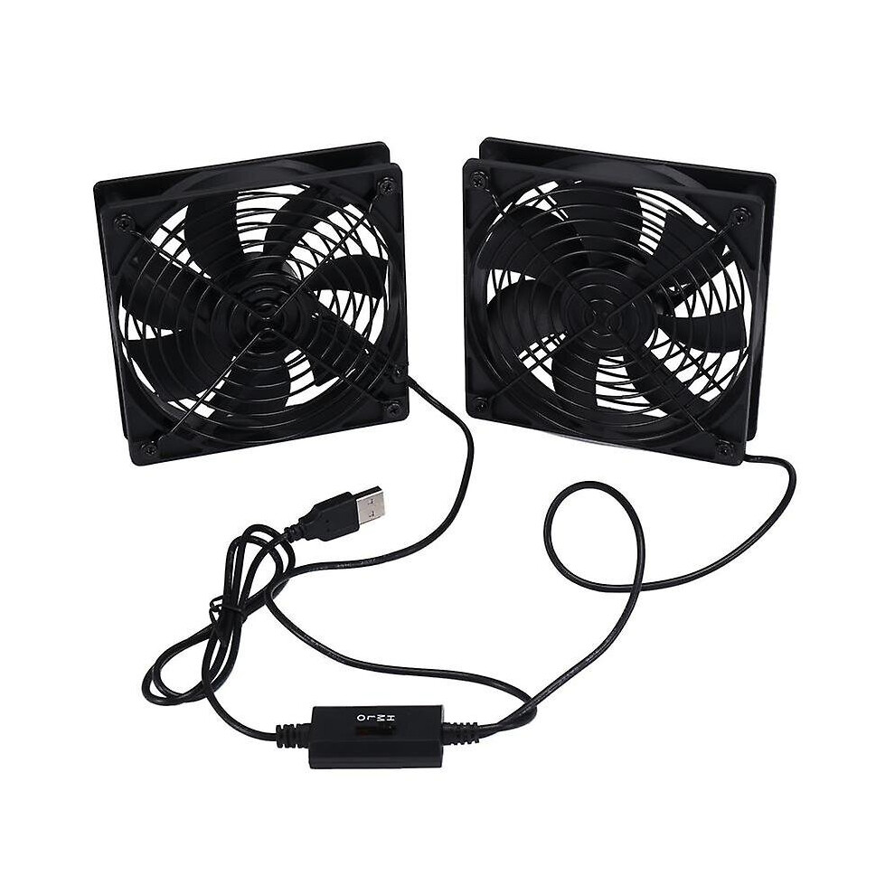 Dual 120mm 5v Usb Powered Pc Router Fans With Speed Controller High Cooling Fan For Router Modem Re