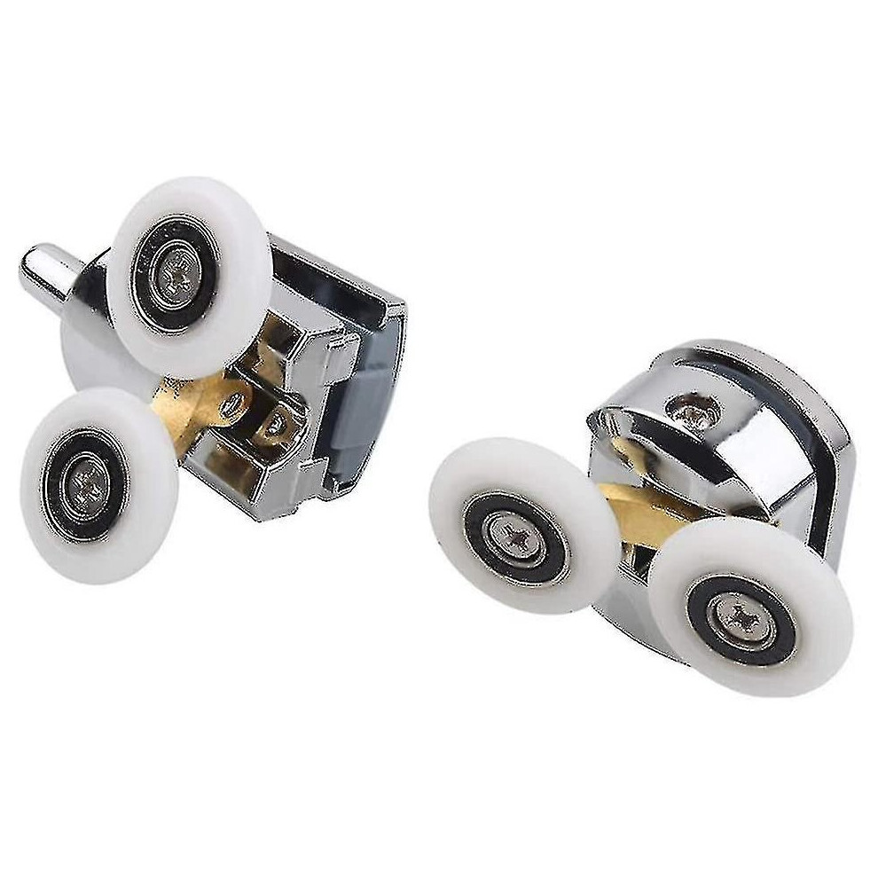 Shower Door Roller, 4 Double Rollers Shower Door Sliding Rollers Door Replacement Wheel For Shower E-image-OPC-PCH9NH2-NEW