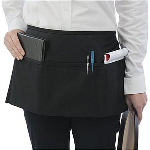 Server Aprons Skirts With Pockets Solid Color 3 Pockets Polyester Cotton Fabric For Cleaning Painting Serving 2