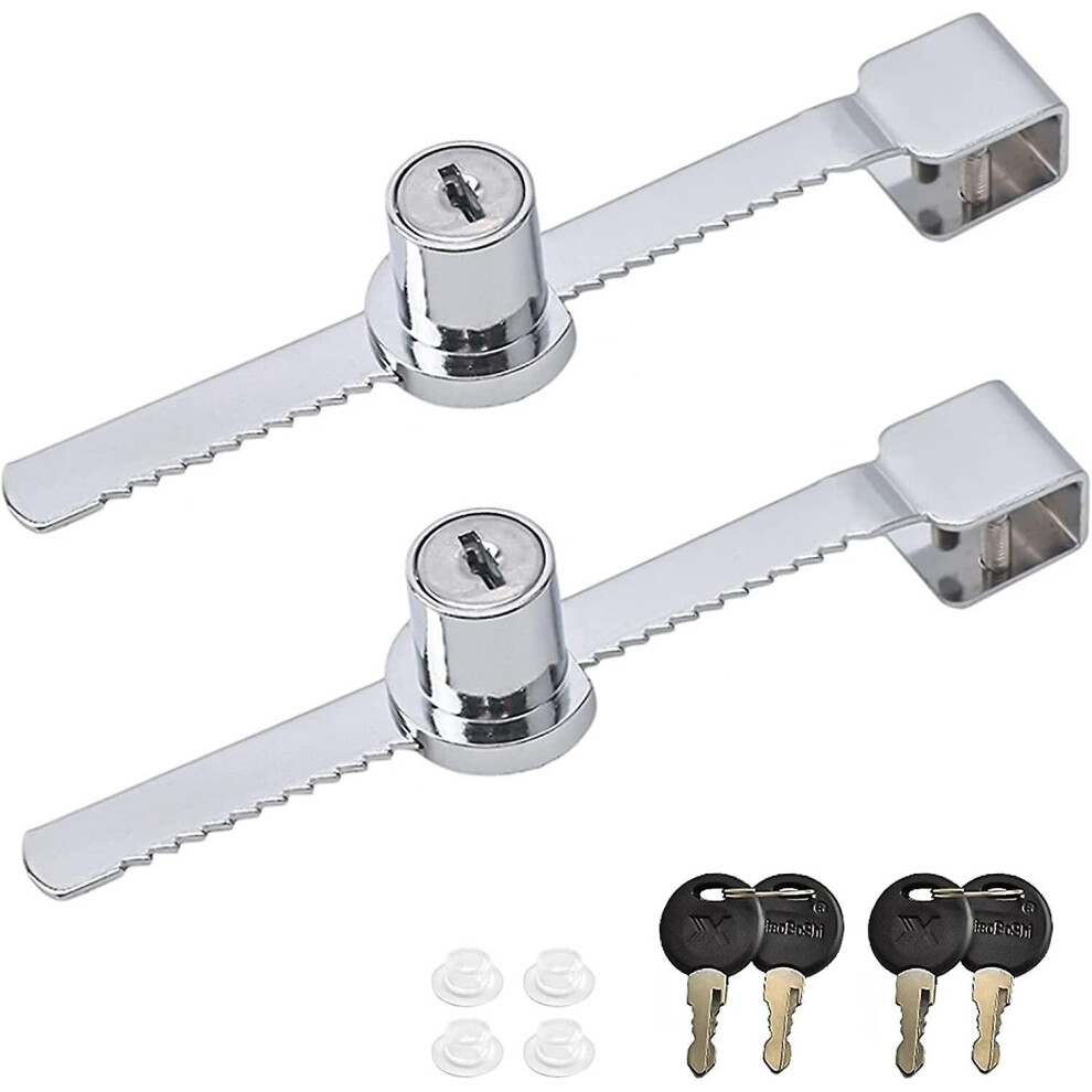 2pcs Sliding Glass Door Ratchet Lock, Display Cabinet Security Lock With Key