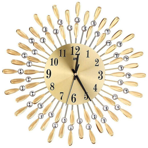 15 Inch 3d Wall Clock Shiny Rhinestone Style (gold)