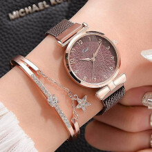 Luxury Women Bracelet Quartz Watches For Women Magnetic Watch Ladies Sports Dress Pink Dial Wrist Watch Clock Relogio Femininomagnet Coffe Set